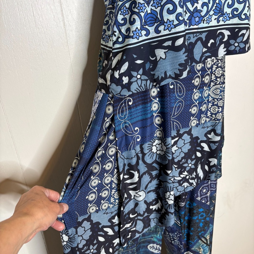 Desigual Candice Jumpsuit M Blue Floral Paisley Patchwork Artsy Bohemian Hippie - Picture 7 of 16